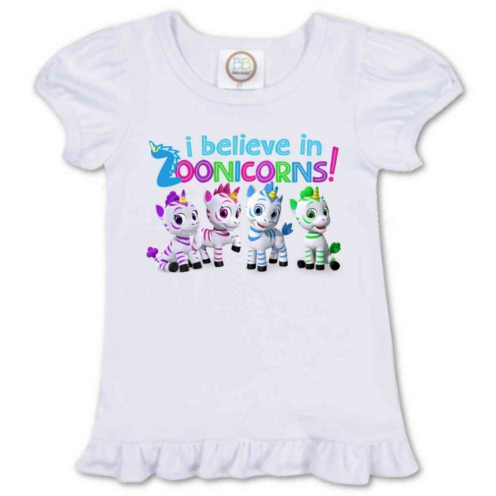 I Believe In Zoonicorns, Group, Ruffle Girl's Tee