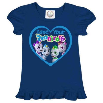 Love Your Zoonicorn, Group, Ruffle Girl's Tee