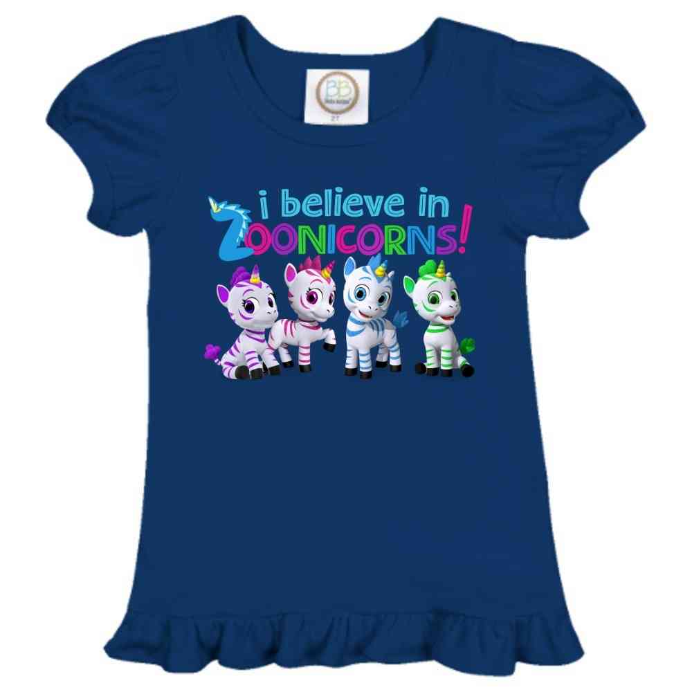 I Believe In Zoonicorns, Group, Ruffle Girl's Tee