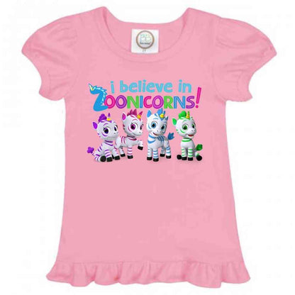 I Believe In Zoonicorns, Group, Ruffle Girl's Tee