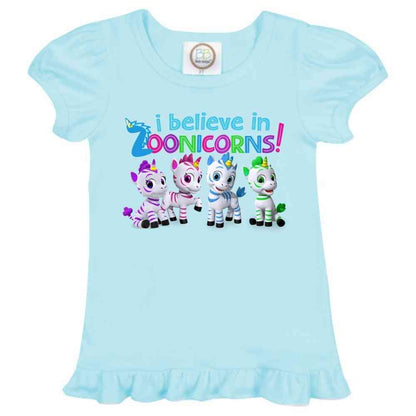 I Believe In Zoonicorns, Group, Ruffle Girl's Tee