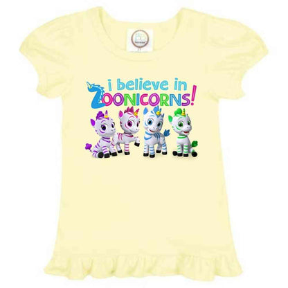 I Believe In Zoonicorns, Group, Ruffle Girl's Tee