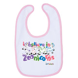 I Believe in Zoonicorns by Zoonicorn, Infant Contrast Trim Premium Jersey Bib