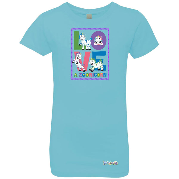 Love A Zoonicorn by Zoonicorn, Girls’ Princess Crew T-Shirt