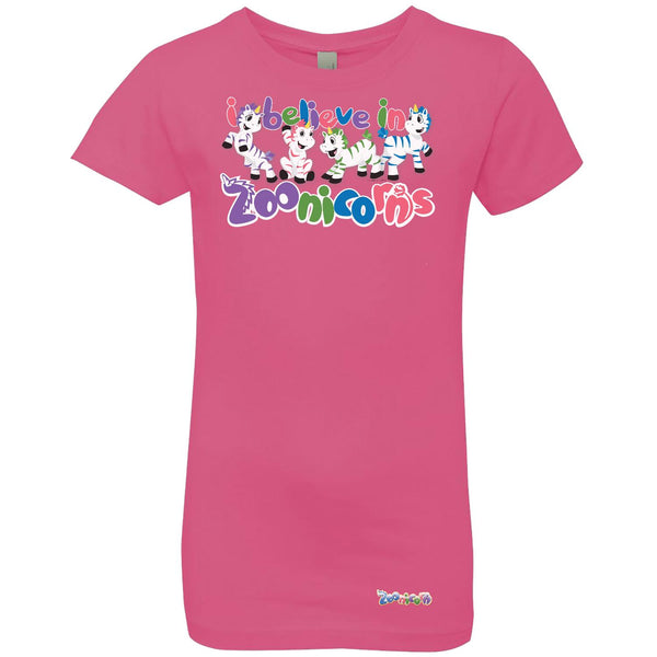 I Believe in Zoonicorns by Zoonicorn, Girls’ Princess Crew T-Shirt