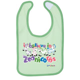 I Believe in Zoonicorns by Zoonicorn, Infant Contrast Trim Premium Jersey Bib