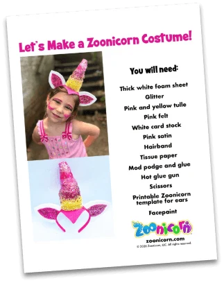 Make a Zoonicorn Costume activity sheet preview