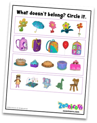Can You Find the One That Doesn't Belong? activity sheet preview