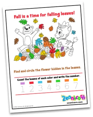Fall Leaf Adventure activity sheet preview