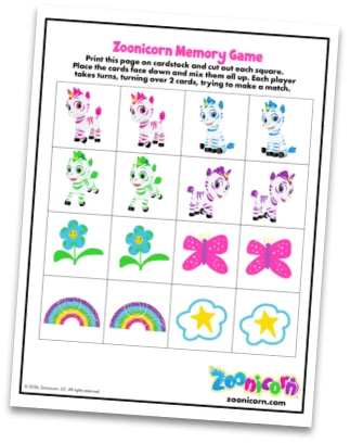 Memory Match activity sheet preview