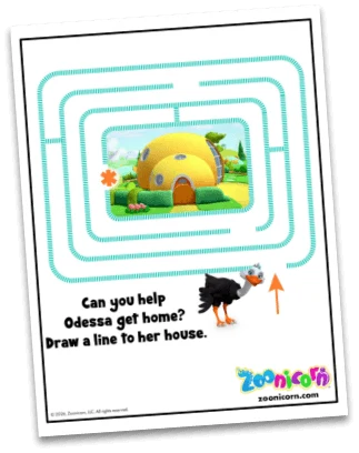 Help Odessa Find Her Way Home activity sheet preview