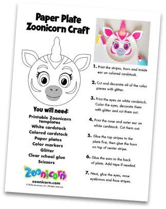 Paper Plate Zoonicorn activity sheet preview