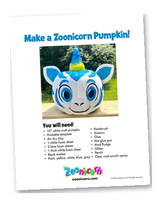 Make a Zoonicorn Pumpkin! activity sheet preview